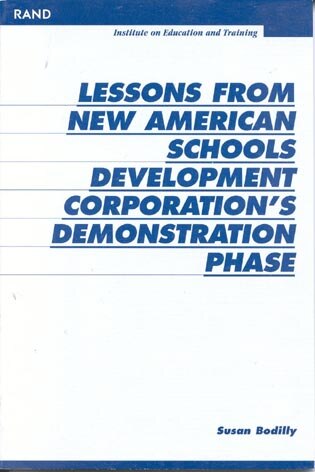Couverture_Lessons From New American Schools Development Corporation's Demonstration Phase