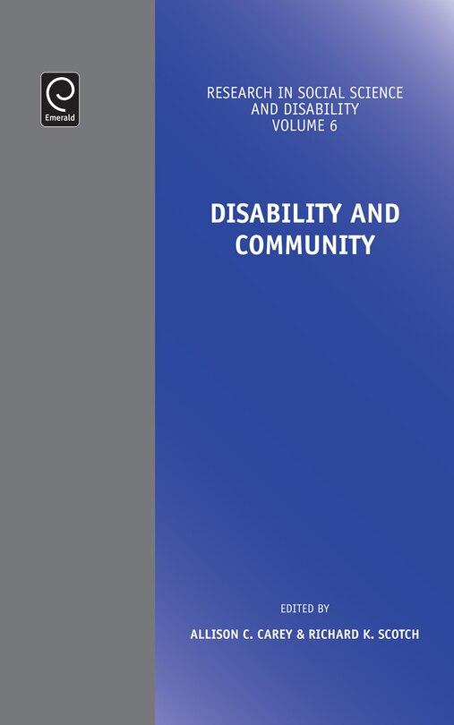 Front cover_Disability and Community