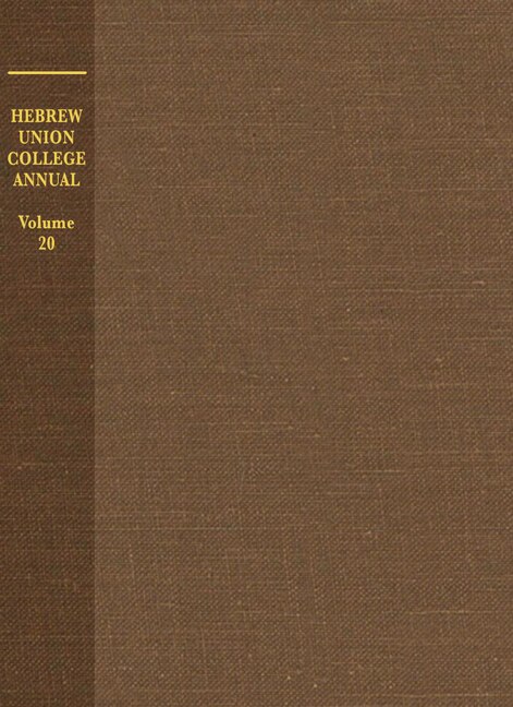 Front cover_Hebrew Union College Annual Volume 20