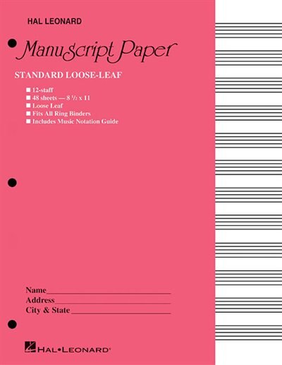 Couverture_Standard Loose Leaf Manuscript Paper (pink Cover)