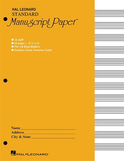 Couverture_Standard Manuscript Paper - 64 pages, 12 staves per page, 8-1/2 x 11, with Music Notation Guide