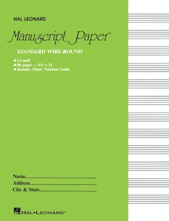 Front cover_Standard Wirebound Manuscript Paper: 8.5 x 11, Wirebound, 96-page notebook including Music Notation Guide