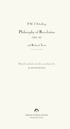 Philosophy of Revelation (1841–42) and Related Texts