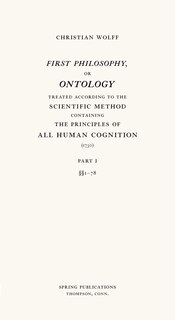 Front cover_First Philosophy, or Ontology