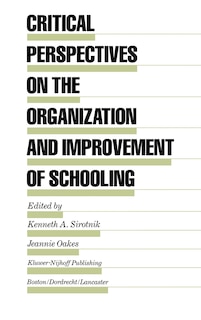 Couverture_Critical Perspectives on the Organization and Improvement of Schooling