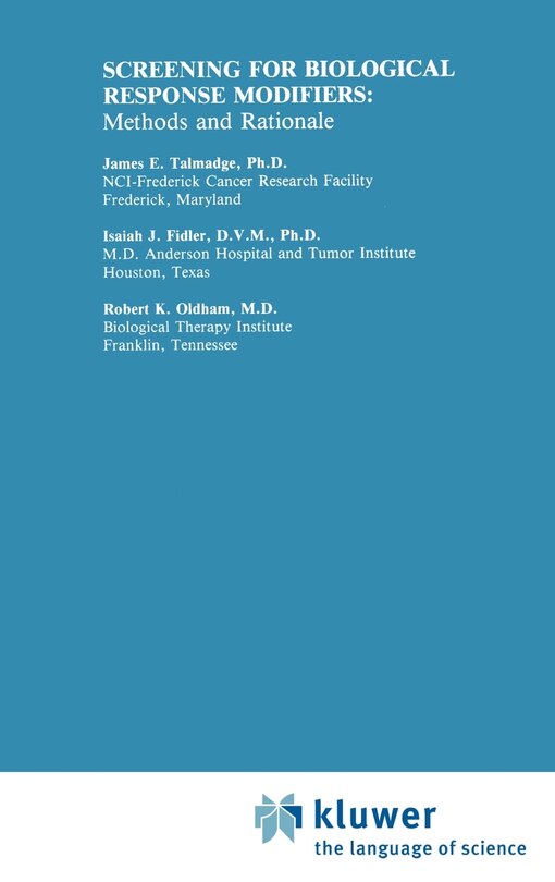 Couverture_Screening For Biological Response Modifiers: Methods And Rationale