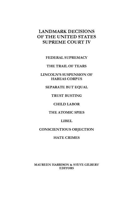 Front cover_Landmark Decisions Of The United States Supreme Court Iv