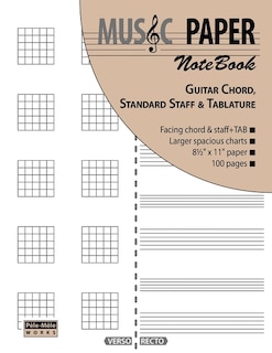 Couverture_MUSIC PAPER NoteBook - Guitar Chord, Standard Staff & Tablature