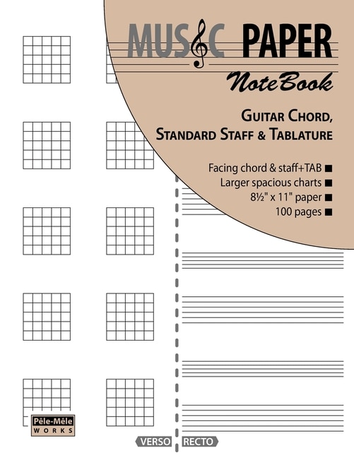 Couverture_MUSIC PAPER NoteBook - Guitar Chord, Standard Staff & Tablature