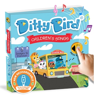 Front cover_Ditty Bird | Children’s Songs | Interactive musical Book for toddlers 1- 3 | Nursery Rhymes Musical Books | Wheels on the Bus