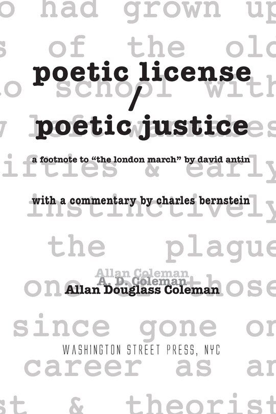 Front cover_poetic license / poetic justice