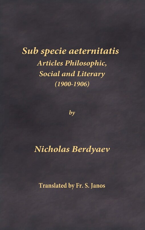 Front cover_Sub specie aeternitatis