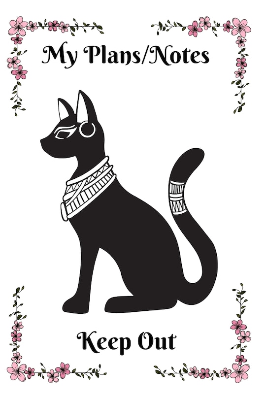 Front cover_Egyptian Cat Bastet Planner/Notebook With Pink Frame