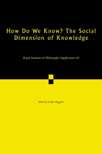 Couverture_How Do We Know? The Social Dimension Of Knowledge: Volume 89