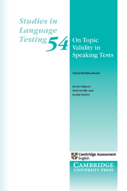 Front cover_On Topic Validity In Speaking Tests