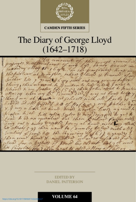 Couverture_The Diary of George Lloyd: Volume 64, Part 1