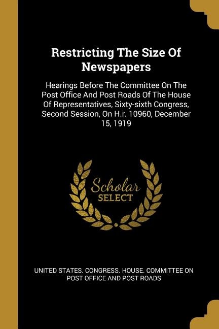 Front cover_Restricting The Size Of Newspapers