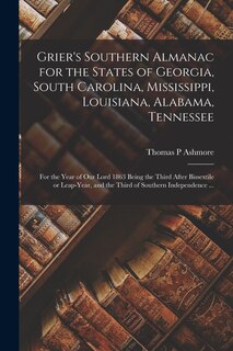Front cover_Grier's Southern Almanac for the States of Georgia, South Carolina, Mississippi, Louisiana, Alabama, Tennessee
