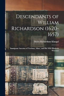 Front cover_Descendants of William Richardson (1620-1657)