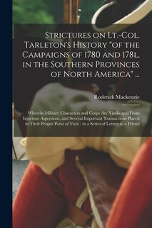 Couverture_Strictures on Lt.-Col. Tarleton's History of the Campaigns of 1780 and 178l, in the Southern Provinces of North America ...