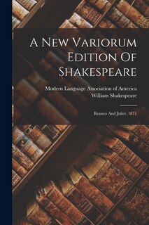 Front cover_A New Variorum Edition Of Shakespeare