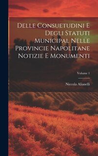 Front cover_Delle Consuetudini e Degli Statuti Municipal Nelle Provincie Napolitane Notizie e Monumenti; Volume 1