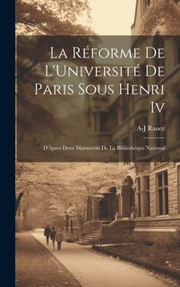 Front cover_La Réforme De L'Université De Paris Sous Henri Iv