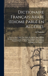 Couverture_Dictionaire Français-arabe (idiome Parlé En Algérie).