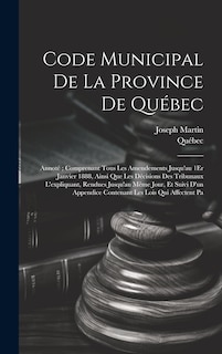 Front cover_Code Municipal De La Province De Québec