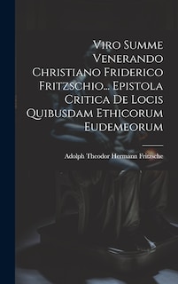 Front cover_Viro Summe Venerando Christiano Friderico Fritzschio... Epistola Critica De Locis Quibusdam Ethicorum Eudemeorum