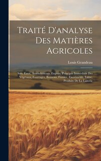 Front cover_Traité D'analyse Des Matières Agricoles