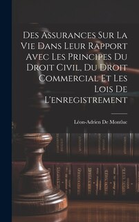 Front cover_Des Assurances Sur La Vie Dans Leur Rapport Avec Les Principes Du Droit Civil, Du Droit Commercial Et Les Lois De L'enregistrement