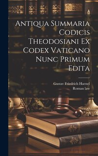 Couverture_Antiqua Summaria Codicis Theodosiani Ex Codex Vaticano Nunc Primum Edita