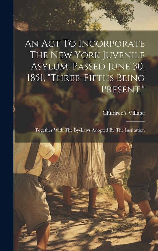 Front cover_An Act To Incorporate The New York Juvenile Asylum, Passed June 30, 1851, three-fifths Being Present.