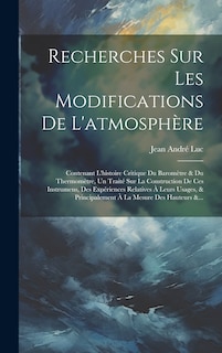 Front cover_Recherches Sur Les Modifications De L'atmosphère