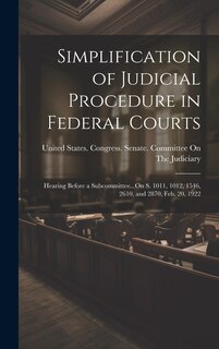 Couverture_Simplification of Judicial Procedure in Federal Courts
