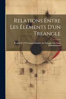 Couverture_Relations Entre Les &Eacute;l&eacute;ments D'un Treangle