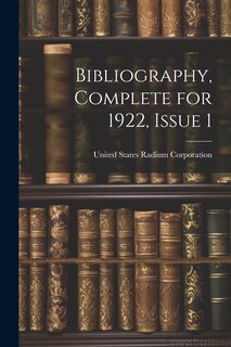 Couverture_Bibliography, Complete for 1922, Issue 1