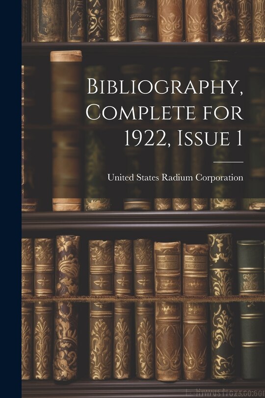 Couverture_Bibliography, Complete for 1922, Issue 1