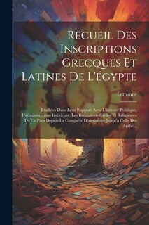Couverture_Recueil Des Inscriptions Grecques Et Latines De L'égypte