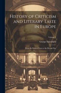 Couverture_History of Criticism and Literary Taste in Europe