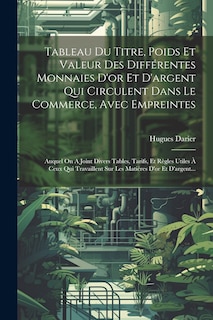 Couverture_Tableau Du Titre, Poids Et Valeur Des Différentes Monnaies D'or Et D'argent Qui Circulent Dans Le Commerce, Avec Empreintes