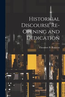 Couverture_Historical Discourse Re-opening and Dedication