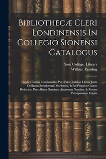 Front cover_Bibliothecæ Cleri Londinensis In Collegio Sionensi Catalogus