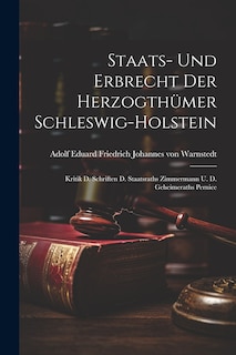 Front cover_Staats- Und Erbrecht Der Herzogthümer Schleswig-holstein