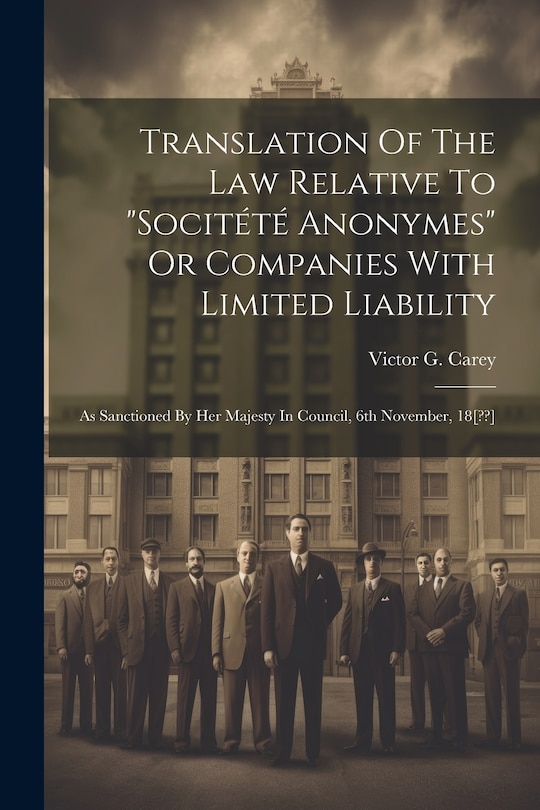 Front cover_Translation Of The Law Relative To socitété Anonymes Or Companies With Limited Liability