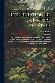 Front cover_Régénération De La Nature Végétale