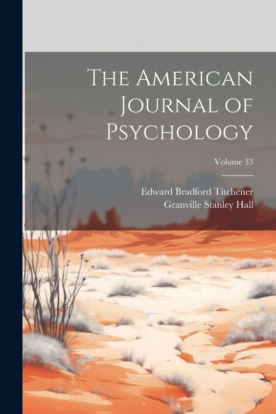 Front cover_The American Journal of Psychology; Volume 33