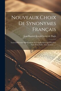 Couverture_Nouveaux Choix De Synonymes Français