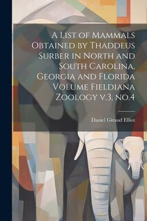 Couverture_A List of Mammals Obtained by Thaddeus Surber in North and South Carolina, Georgia and Florida Volume Fieldiana Zoology v.3, no.4